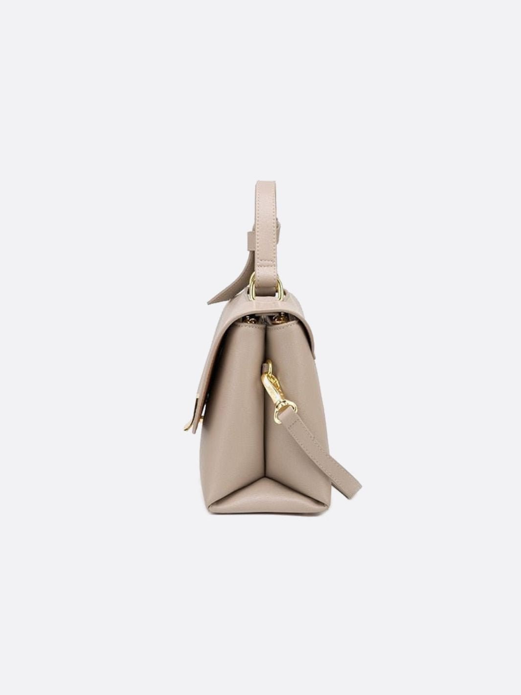 Elena Beige Trapeze Leather Handbag