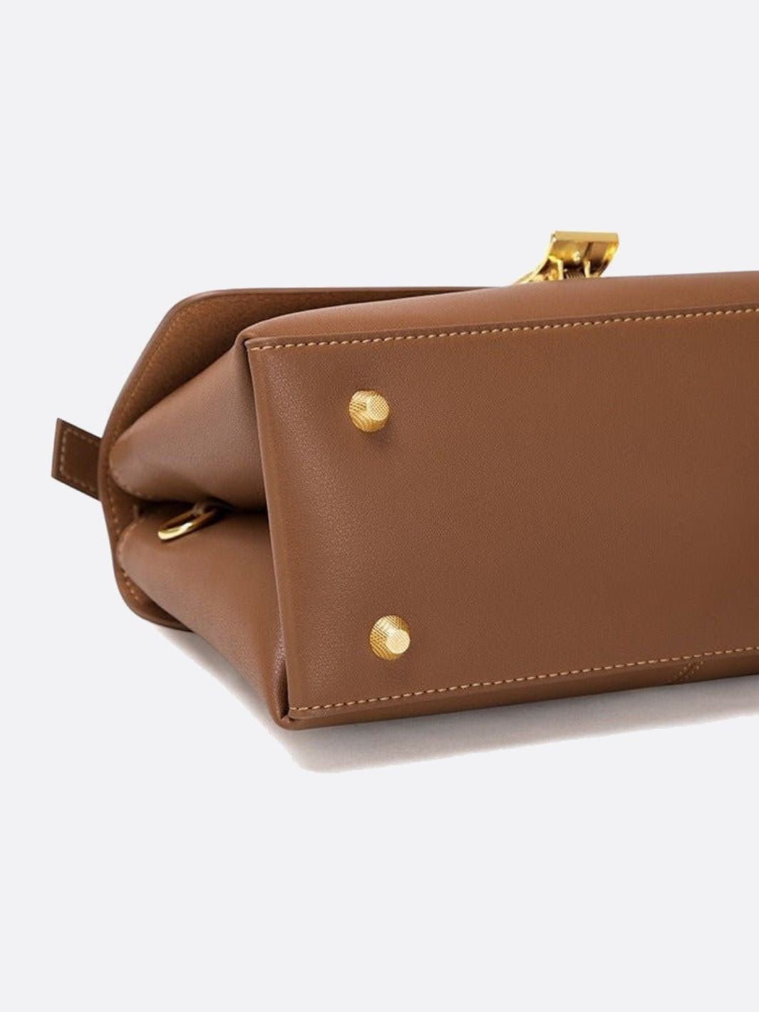 Elena Beige Trapeze Leather Handbag