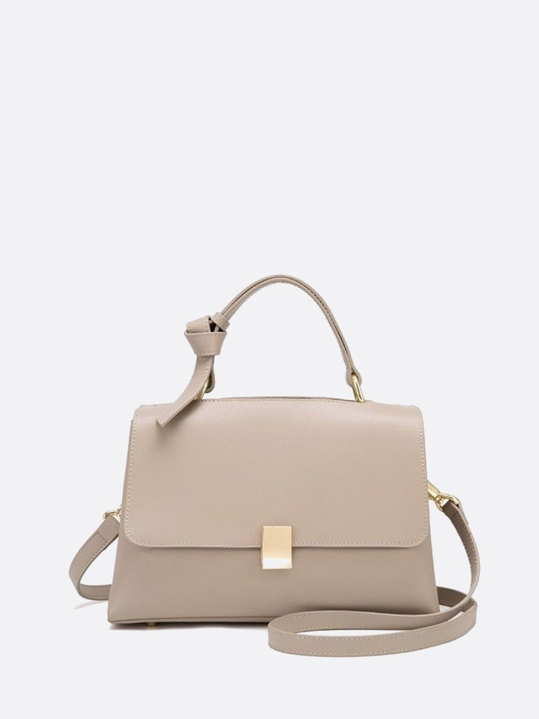 Elena Beige Trapeze Leather Handbag