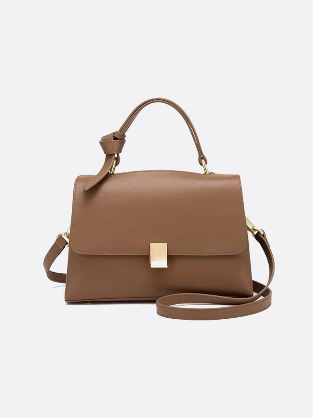 Elena Beige Trapeze Leather Handbag