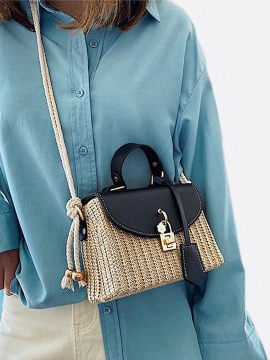Sophia Structured Woven Handbag – Effortless Elegance Meets Modern Chic