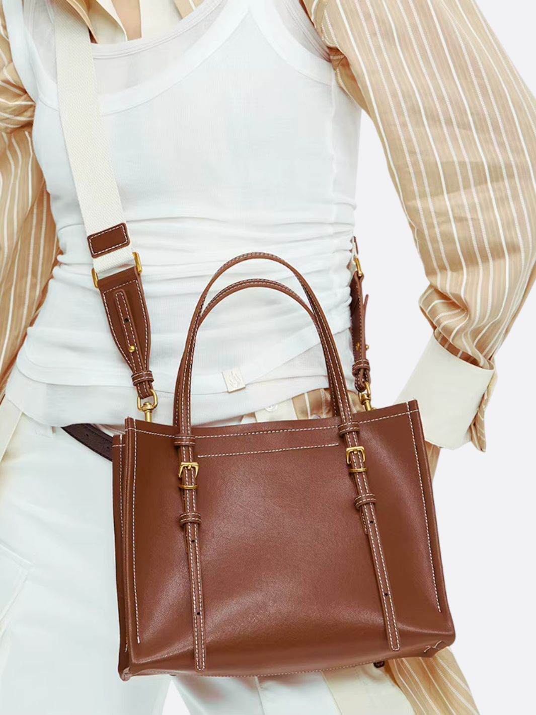 Isolde | Camel Leather Tote Bag – Structured & Versatile