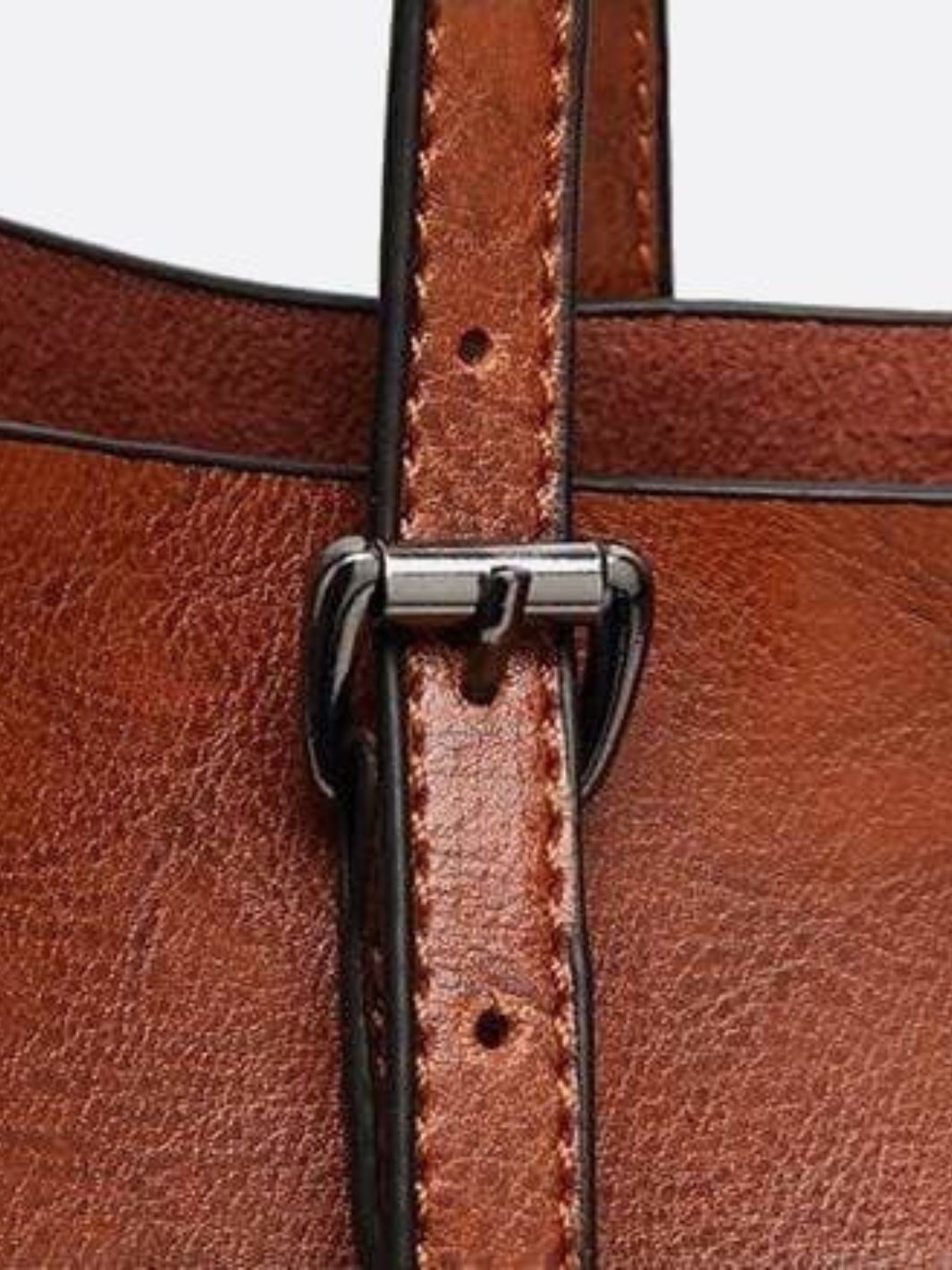 Camel Leather Tote Bag