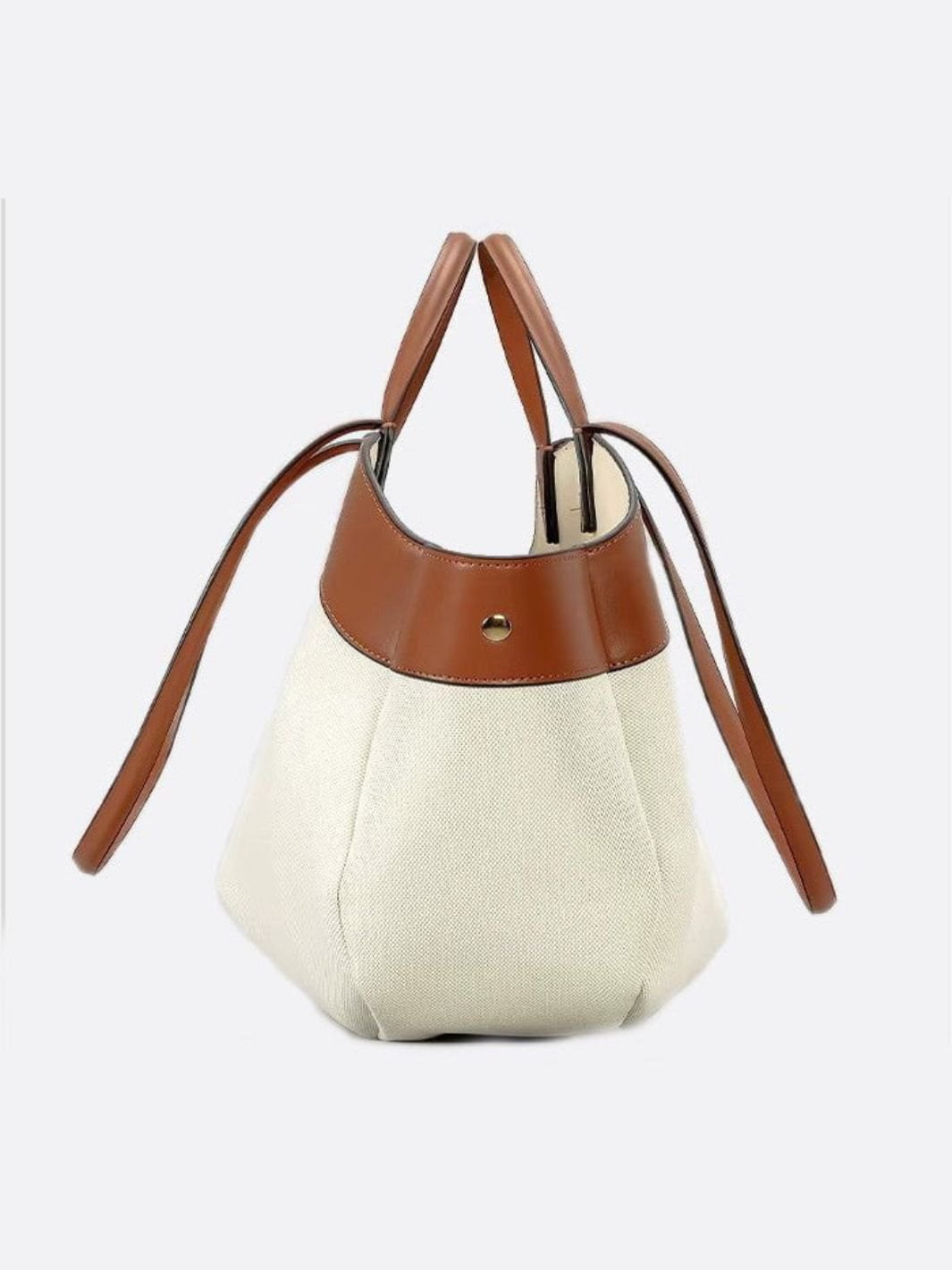 Amelia – Canvas & Leather Camel Tote Bag