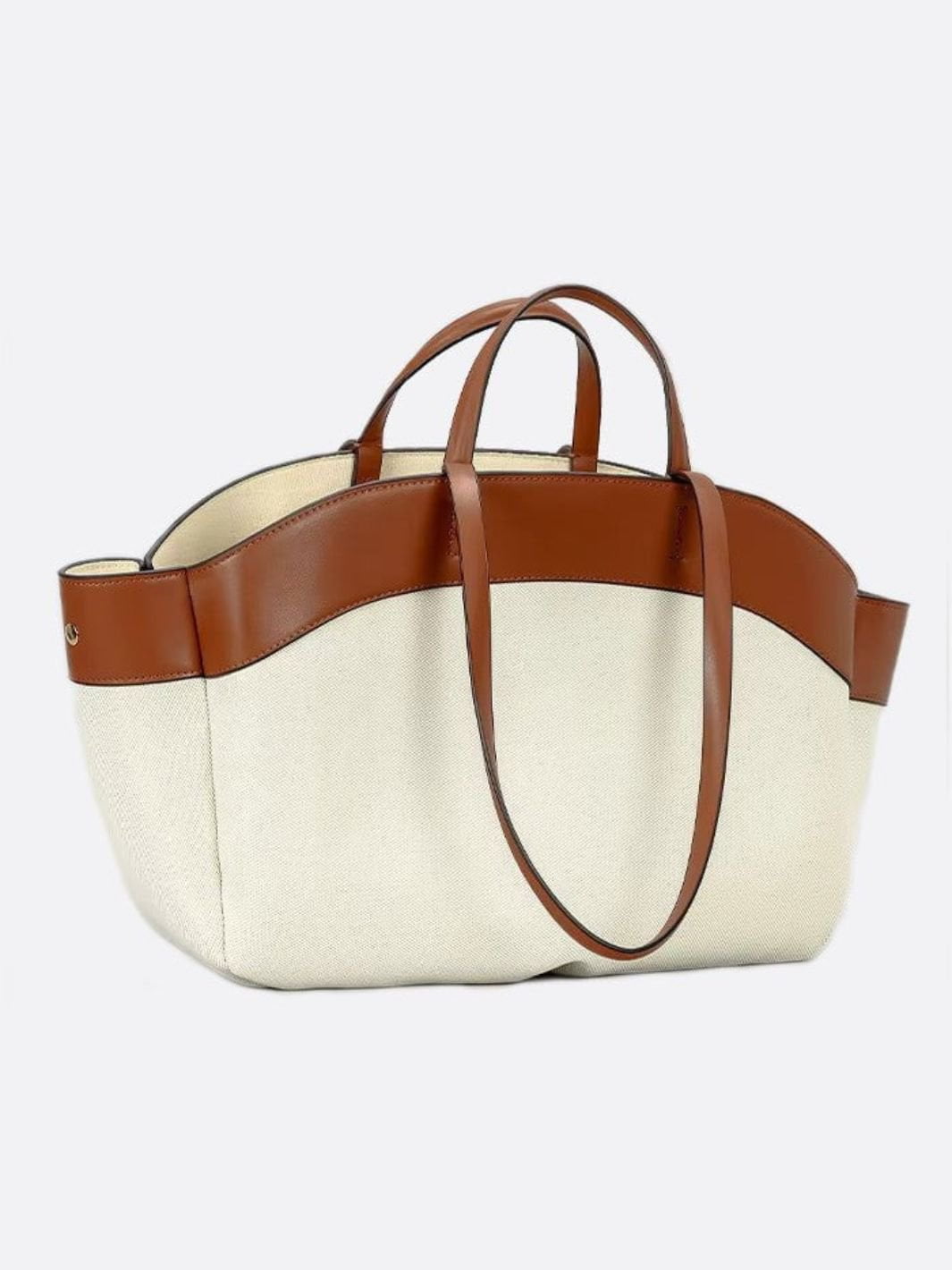 Amelia – Canvas & Leather Camel Tote Bag