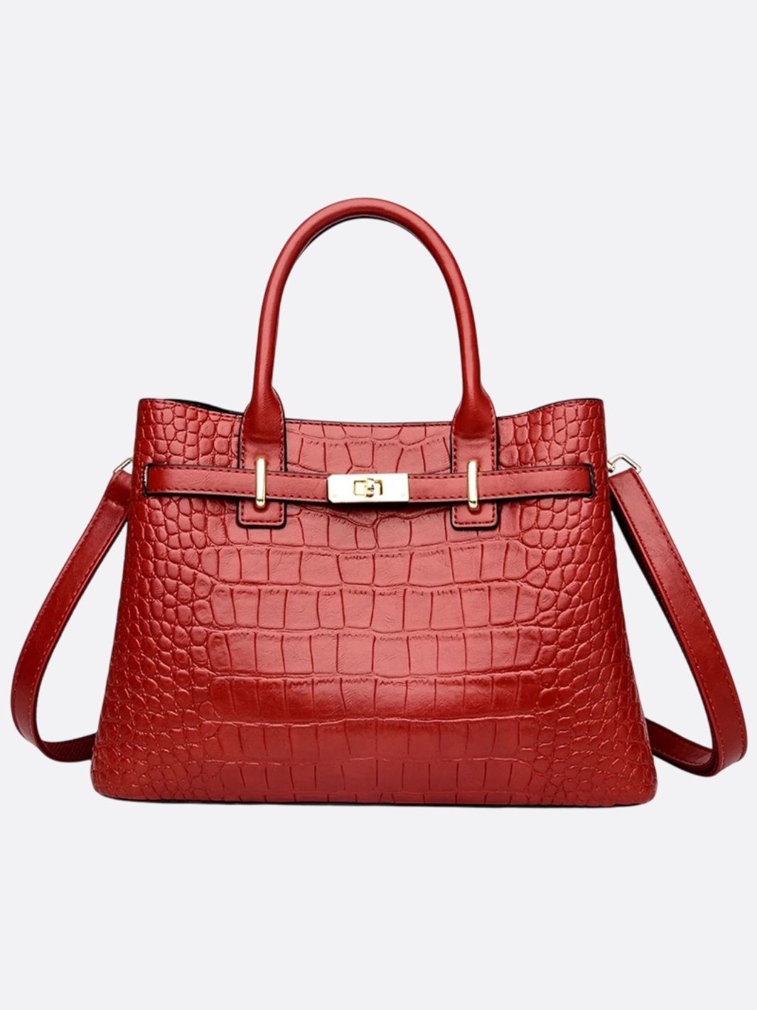 Valentina Croc-Embossed Tote – Red Luxe