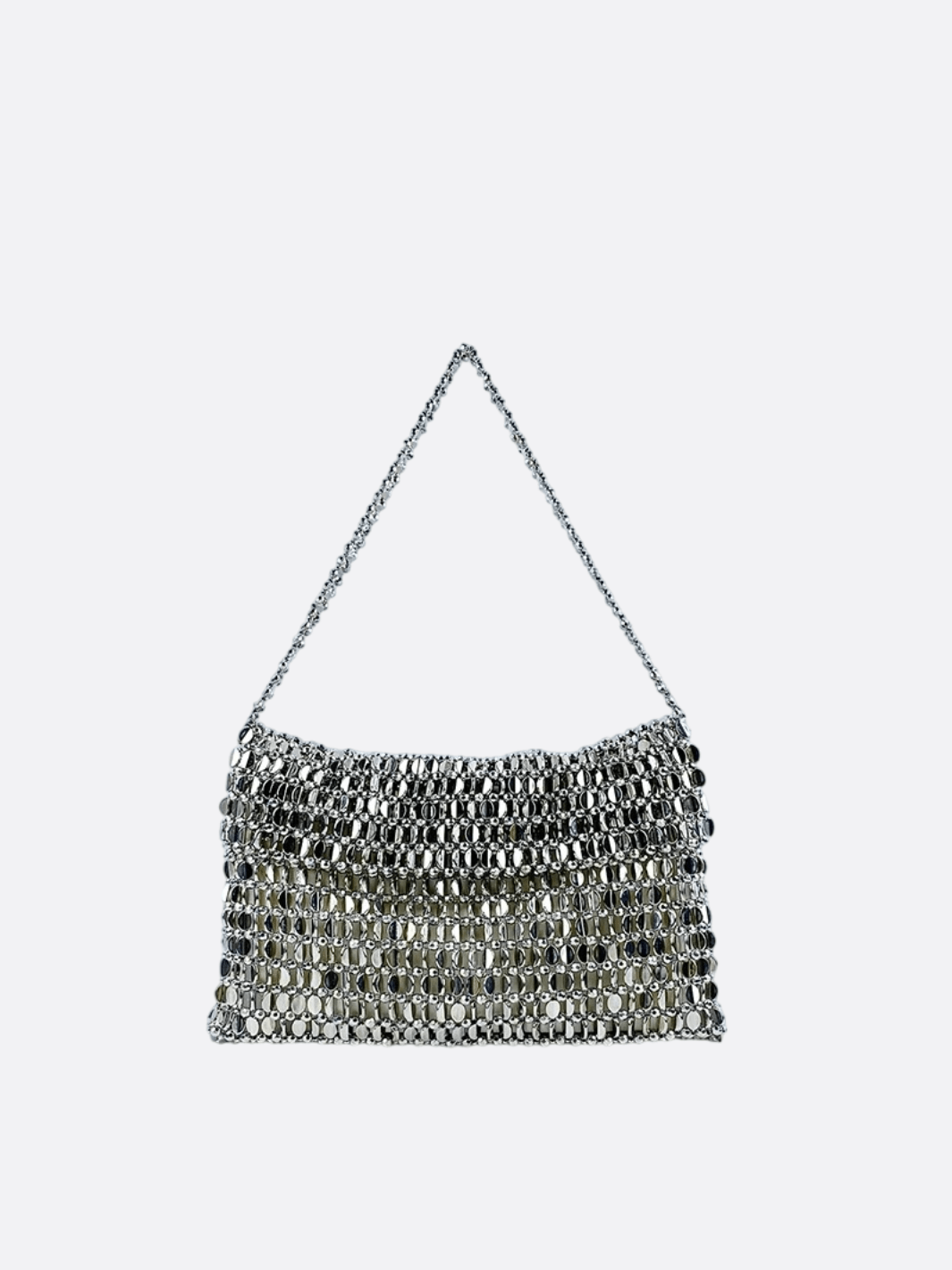 Stella – Silver Mesh Shoulder Bag with Shimmering Finish