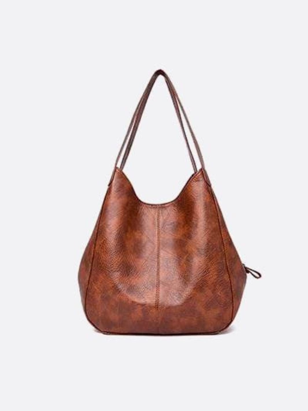 Brown Distressed Faux Leather Hobo Bag - Slouchy & Spacious