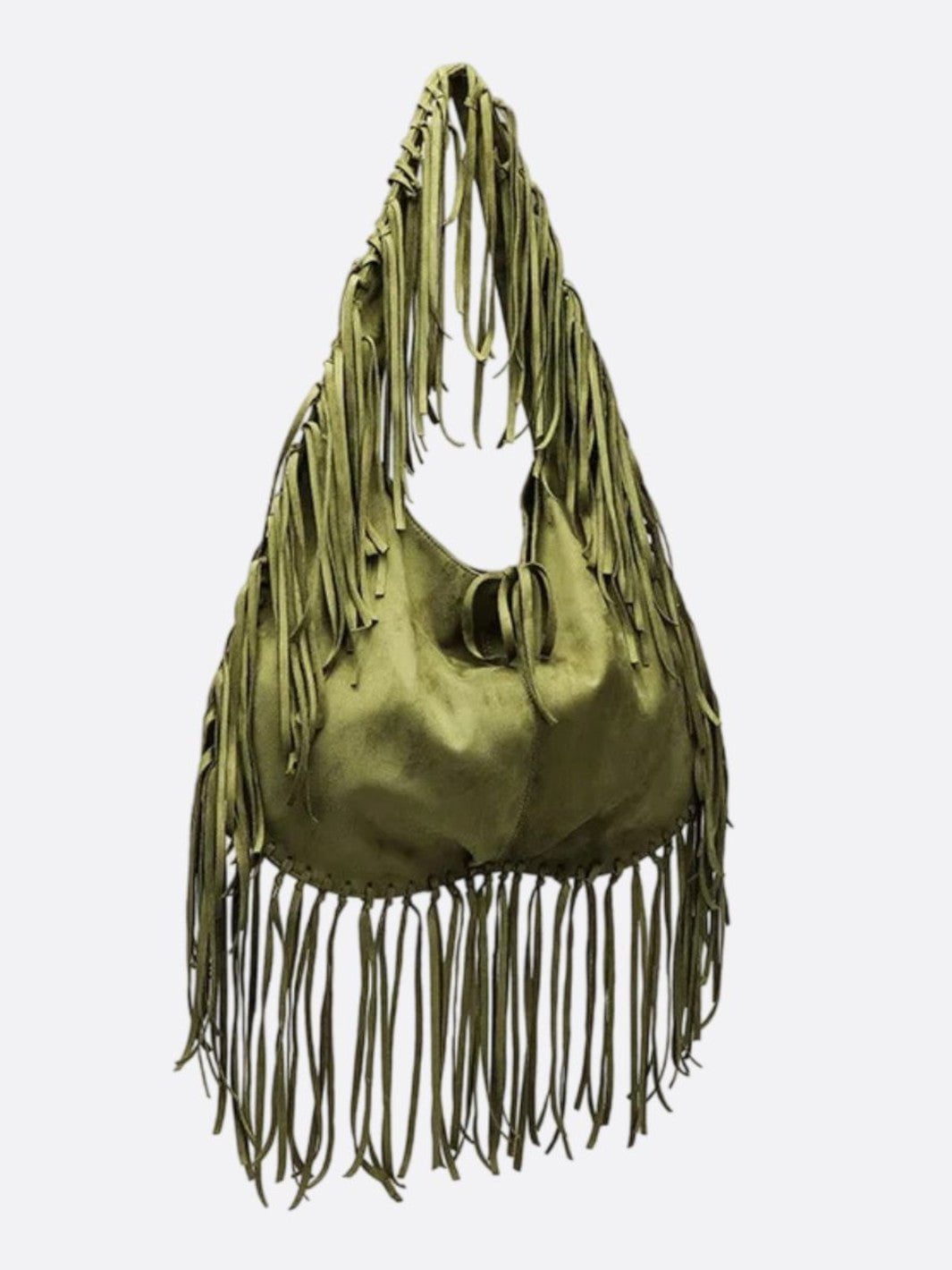 Sierra – Camel Suede Fringe Tote Bag