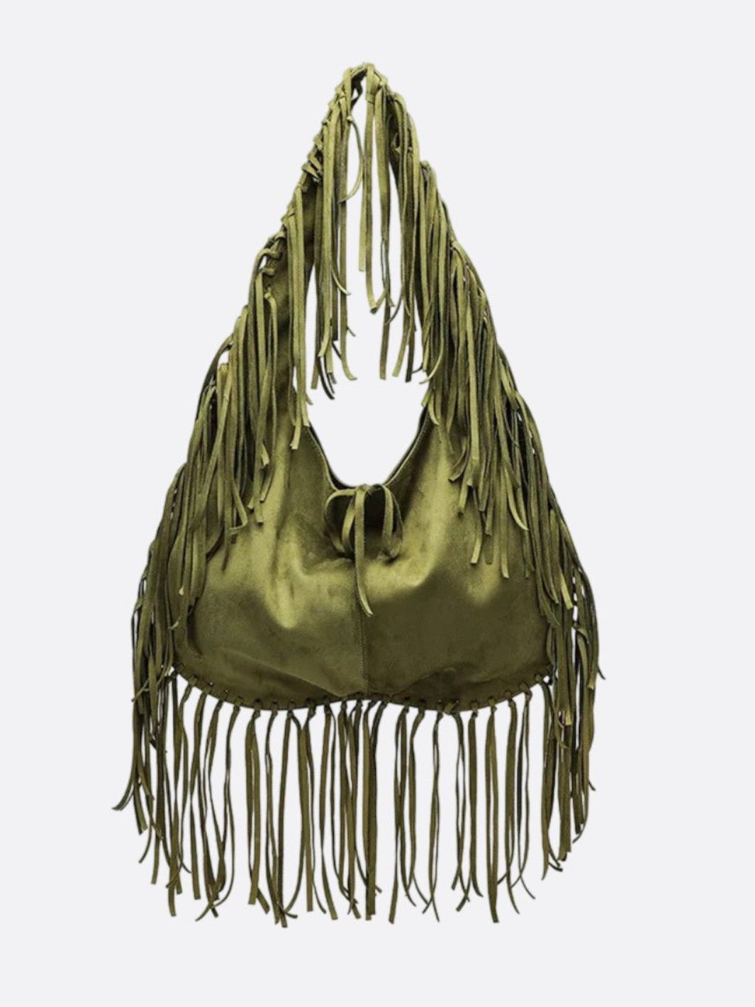 Sierra – Camel Suede Fringe Tote Bag