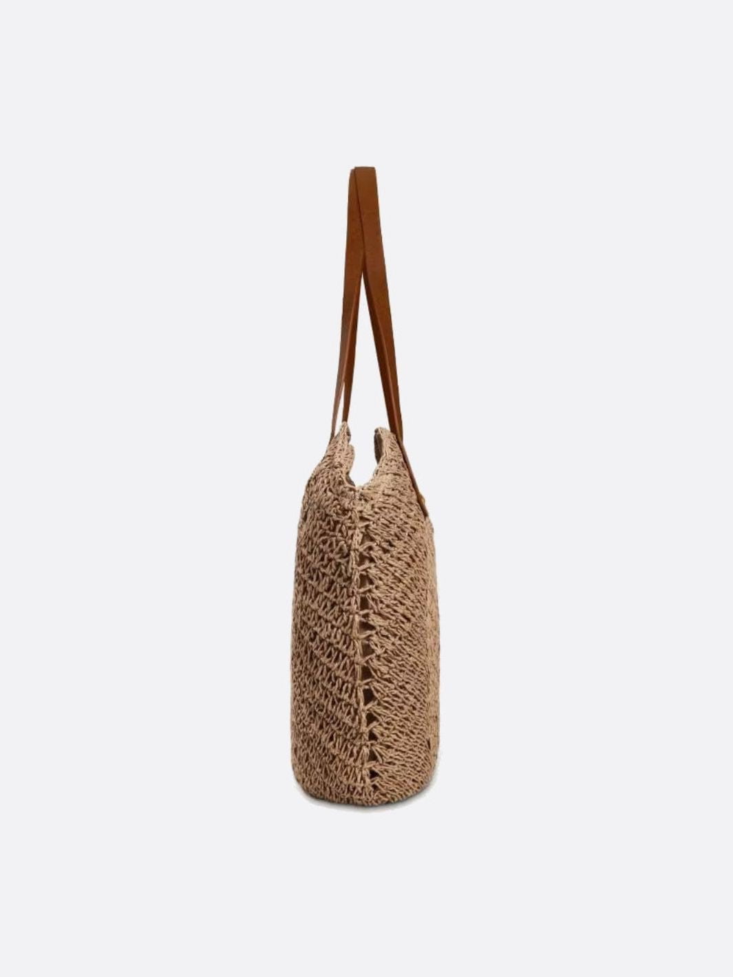 Braided Straw Shoulder Tote – Natural Boho Charm