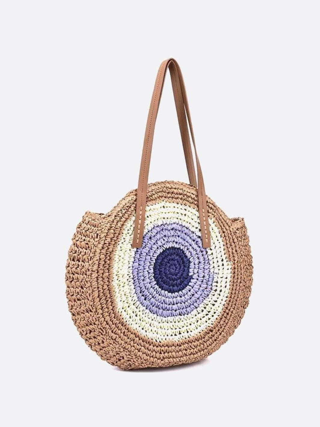 Round Coastal Straw Tote