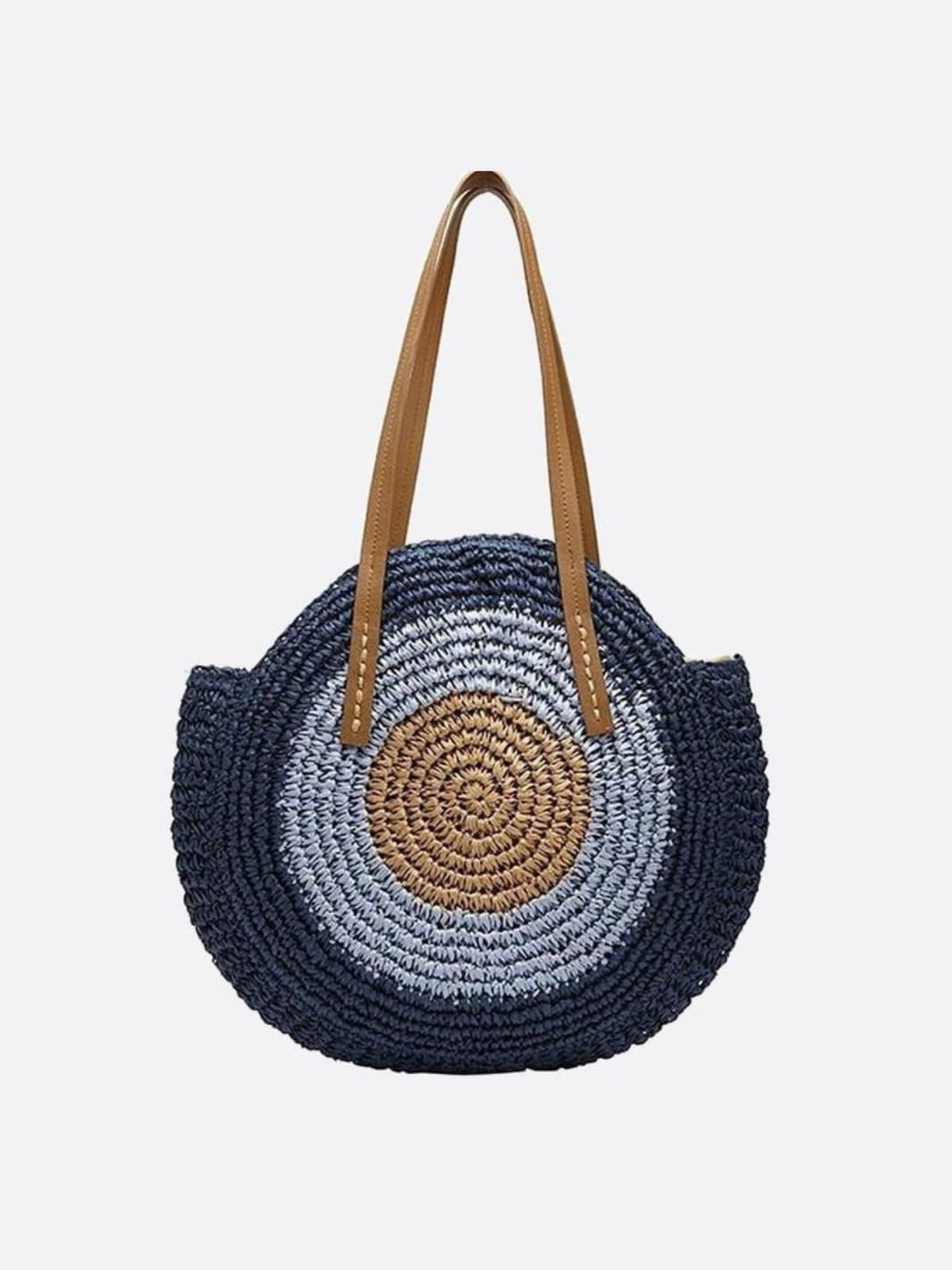 Round Coastal Straw Tote