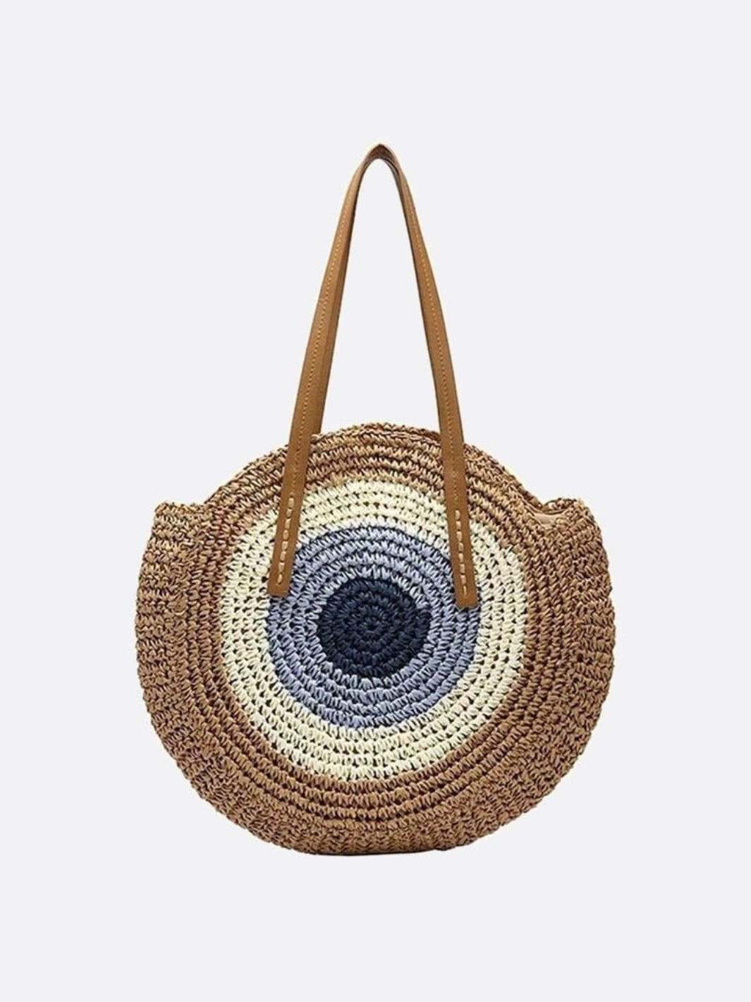 Round Coastal Straw Tote
