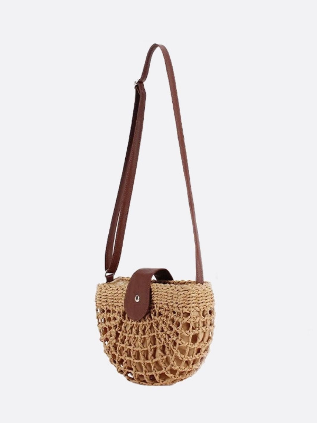 Half-Moon Woven Straw Crossbody Bag