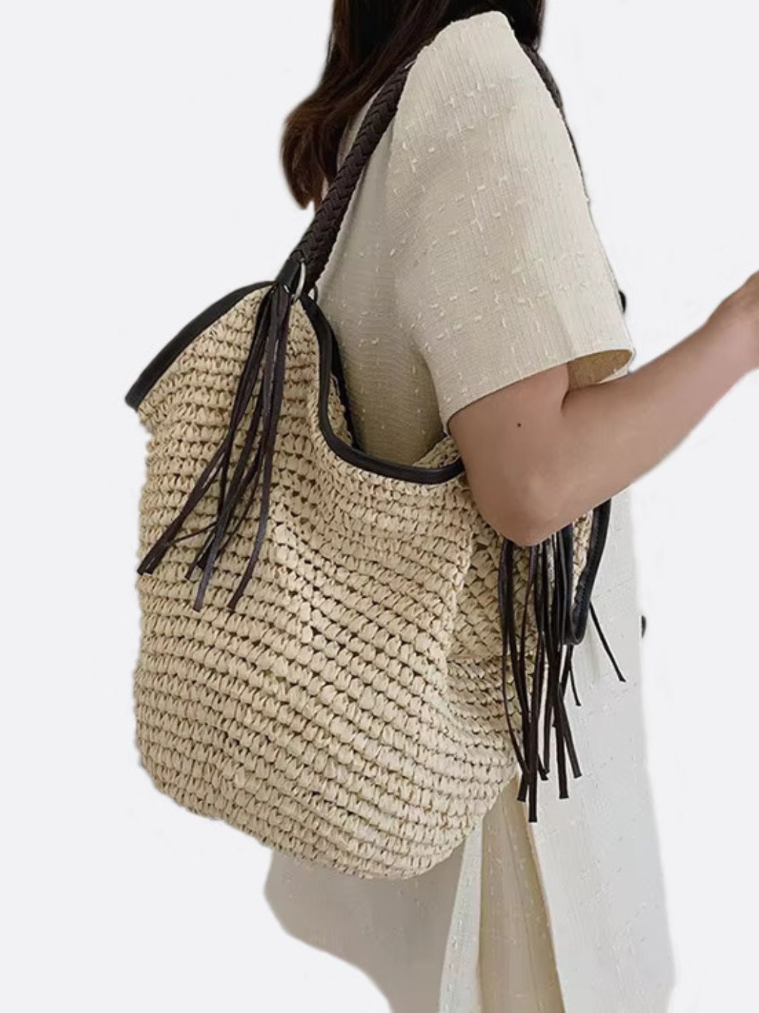 Savanna Braided Straw Shoulder Bag