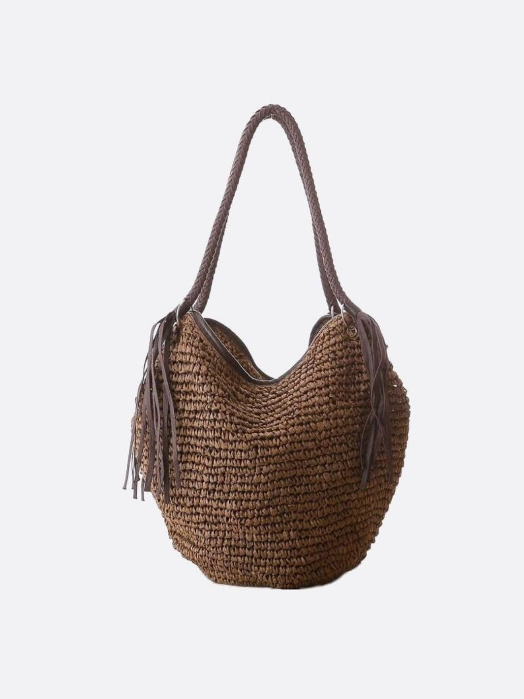 Savanna Braided Straw Shoulder Bag