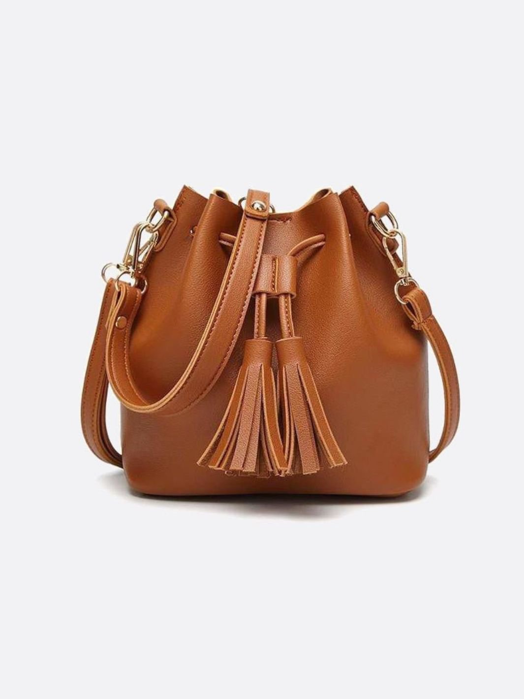 Camel Tassel Bucket Bag