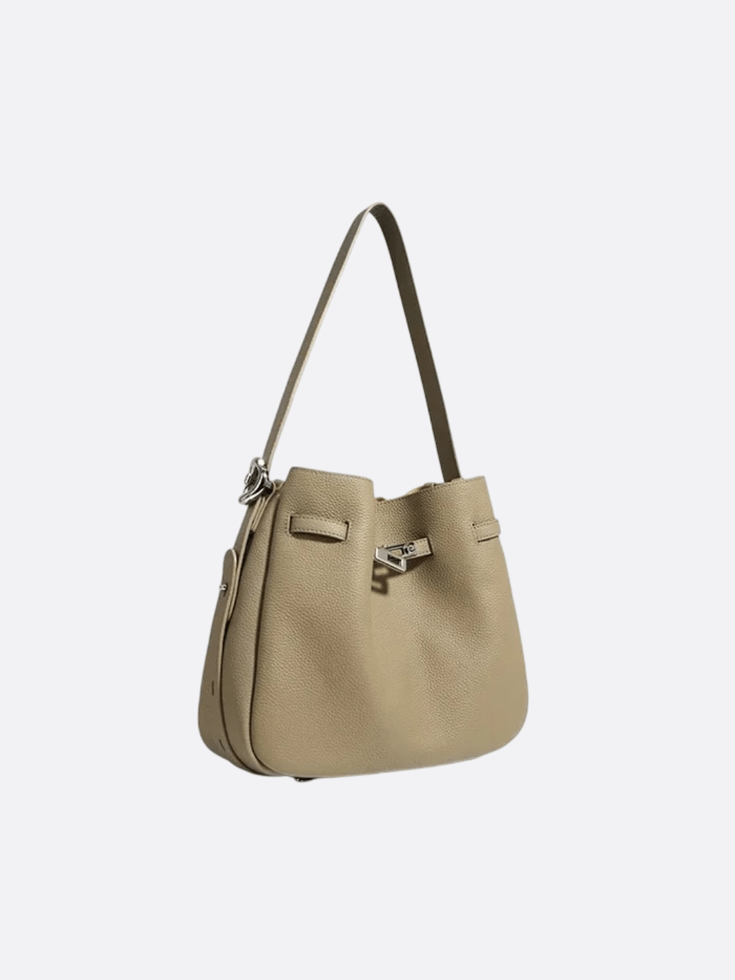 Clara – Dark Brown Leather Bucket Bag with Modern Lock Detail