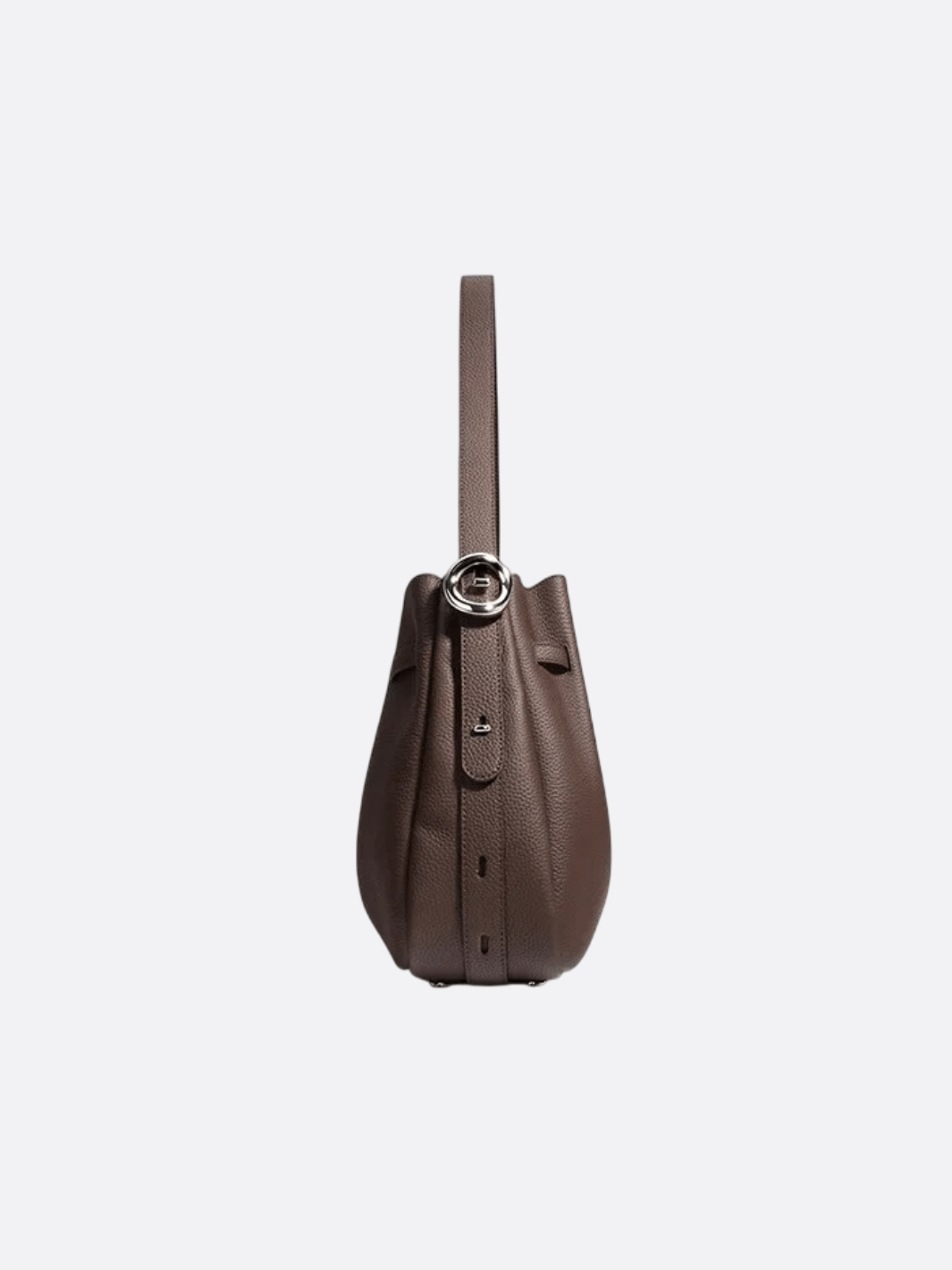 Clara – Dark Brown Leather Bucket Bag with Modern Lock Detail