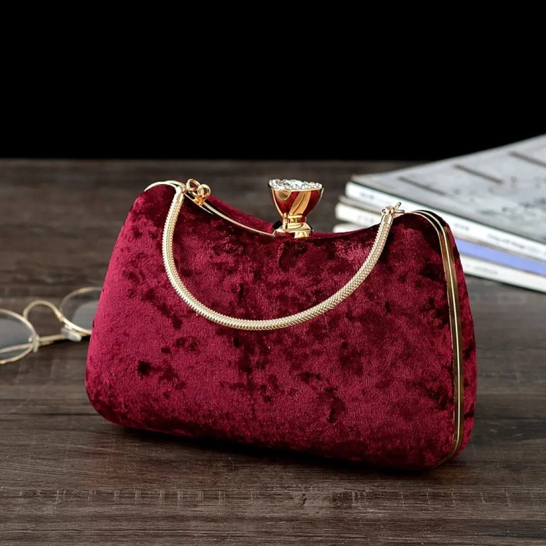 Marcella Bordeaux Velvet Clutch