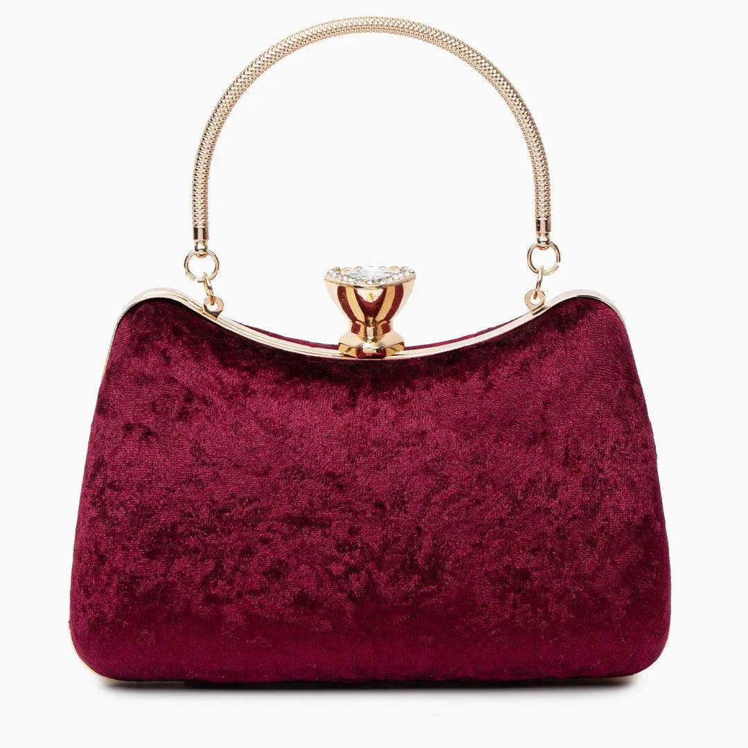 Marcella Bordeaux Velvet Clutch
