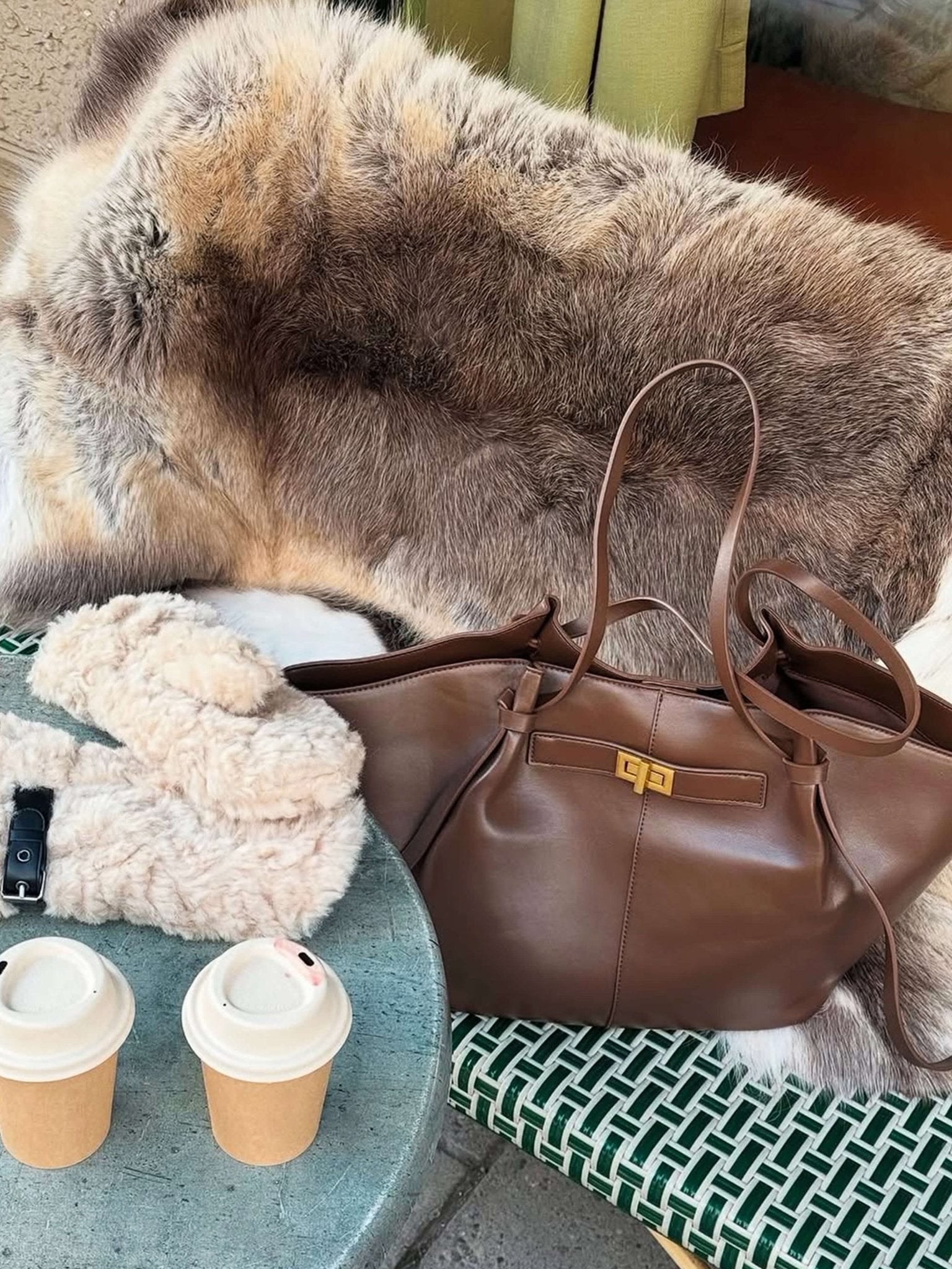 Gerda – Black Leather Shopper Bag