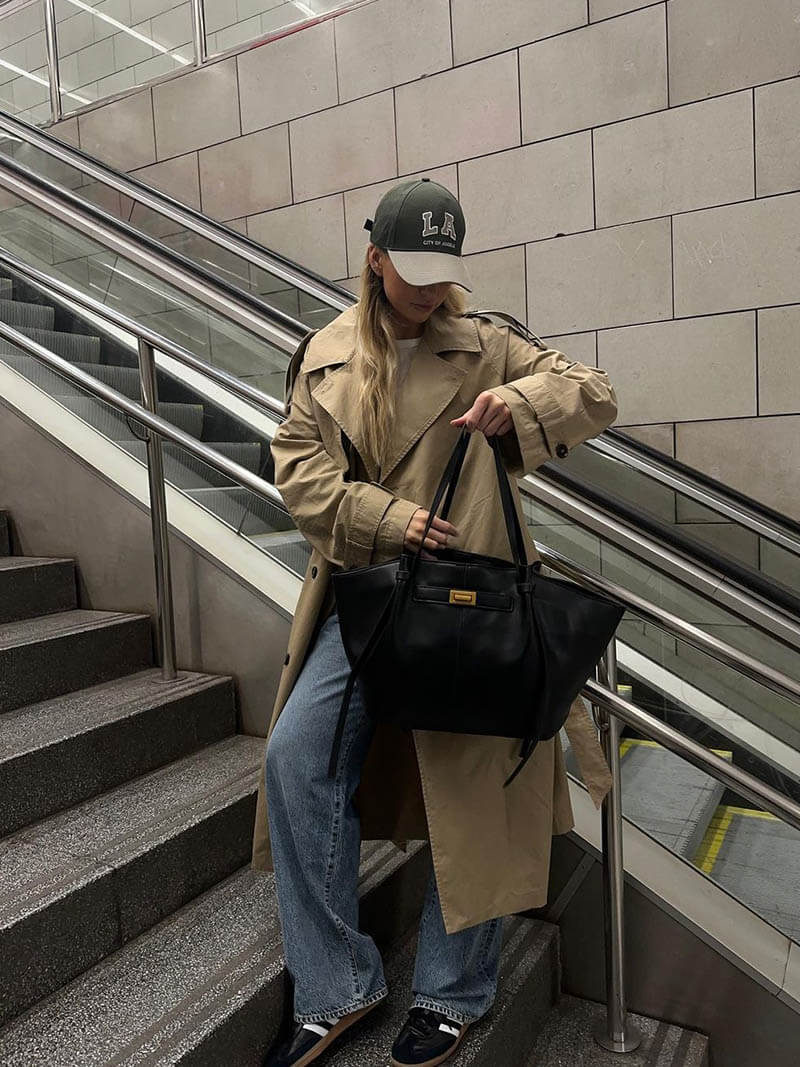 Gerda – Black Leather Shopper Bag