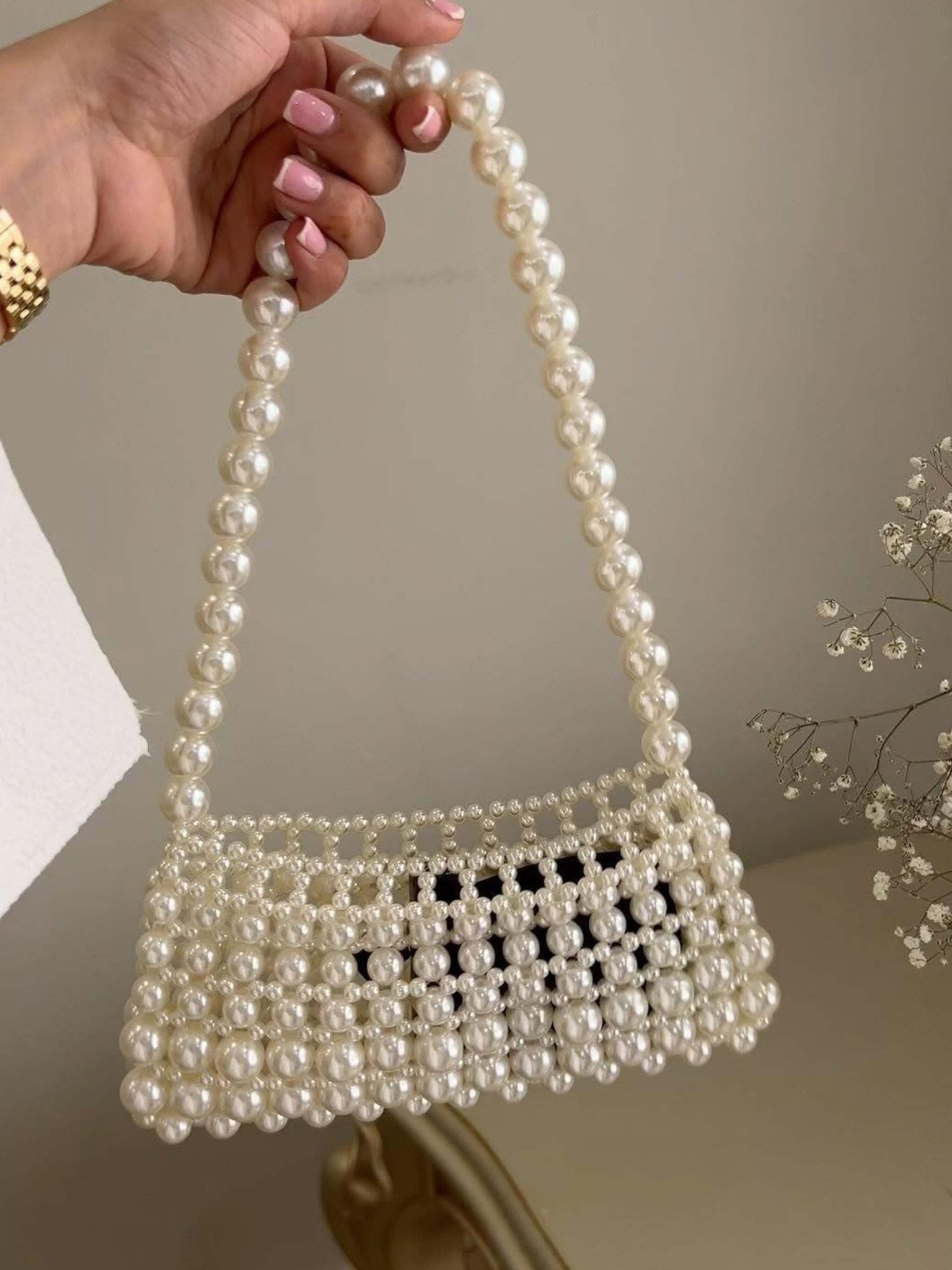 Roxanne – White Pearl Shoulder Bag