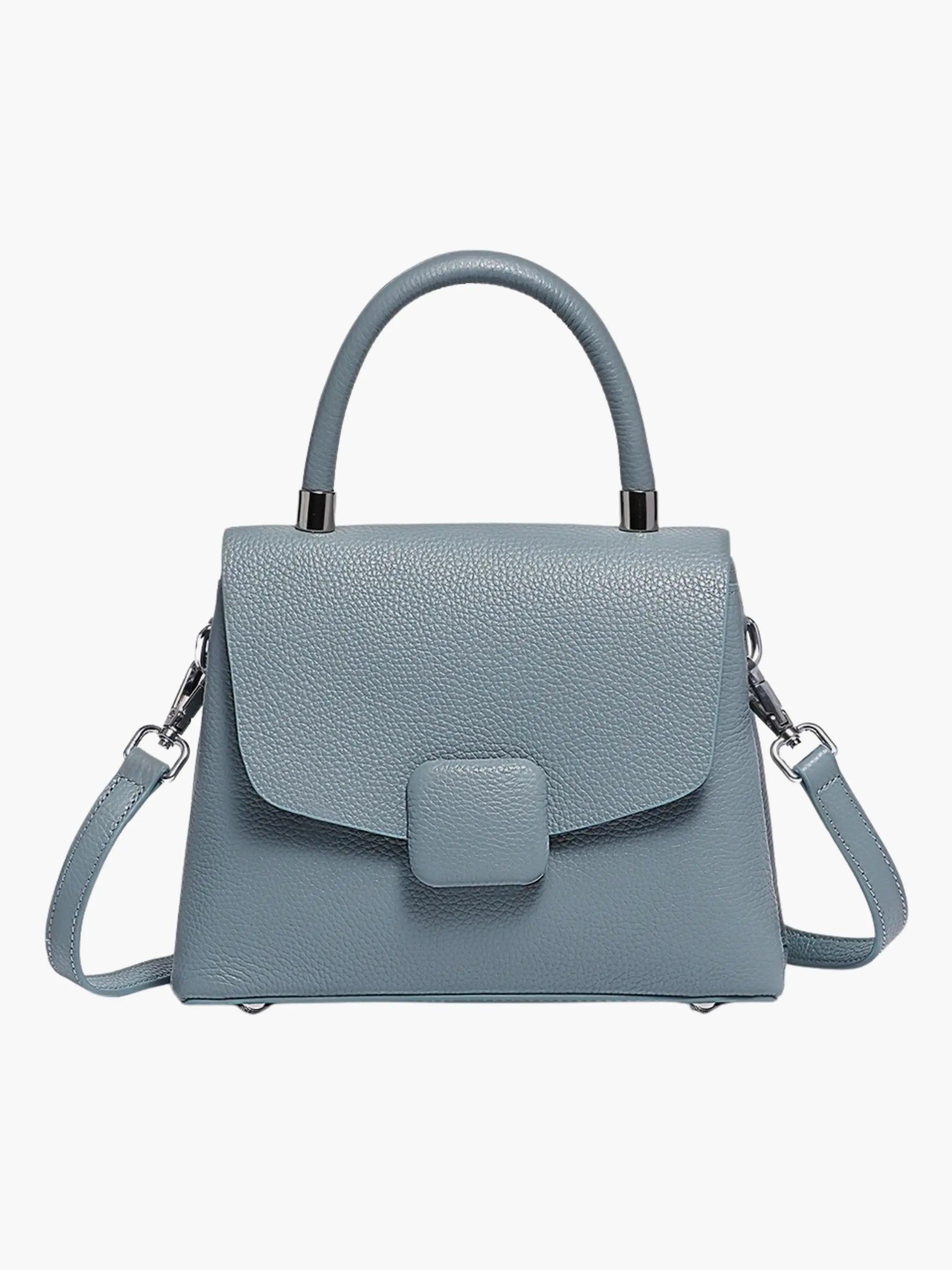 Sky Blue Structured Leather Handbag