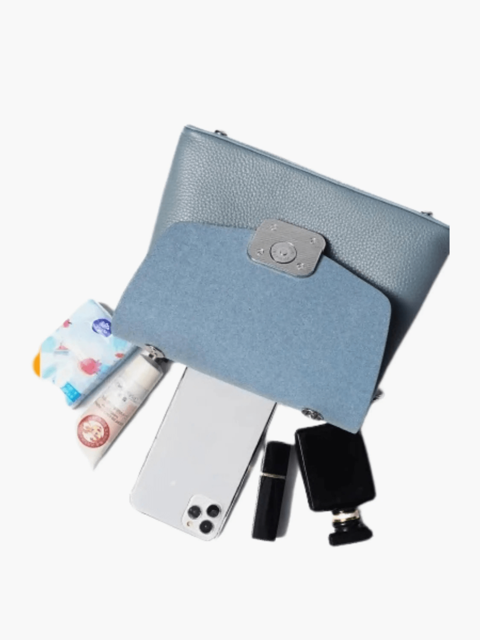 Sky Blue Structured Leather Handbag