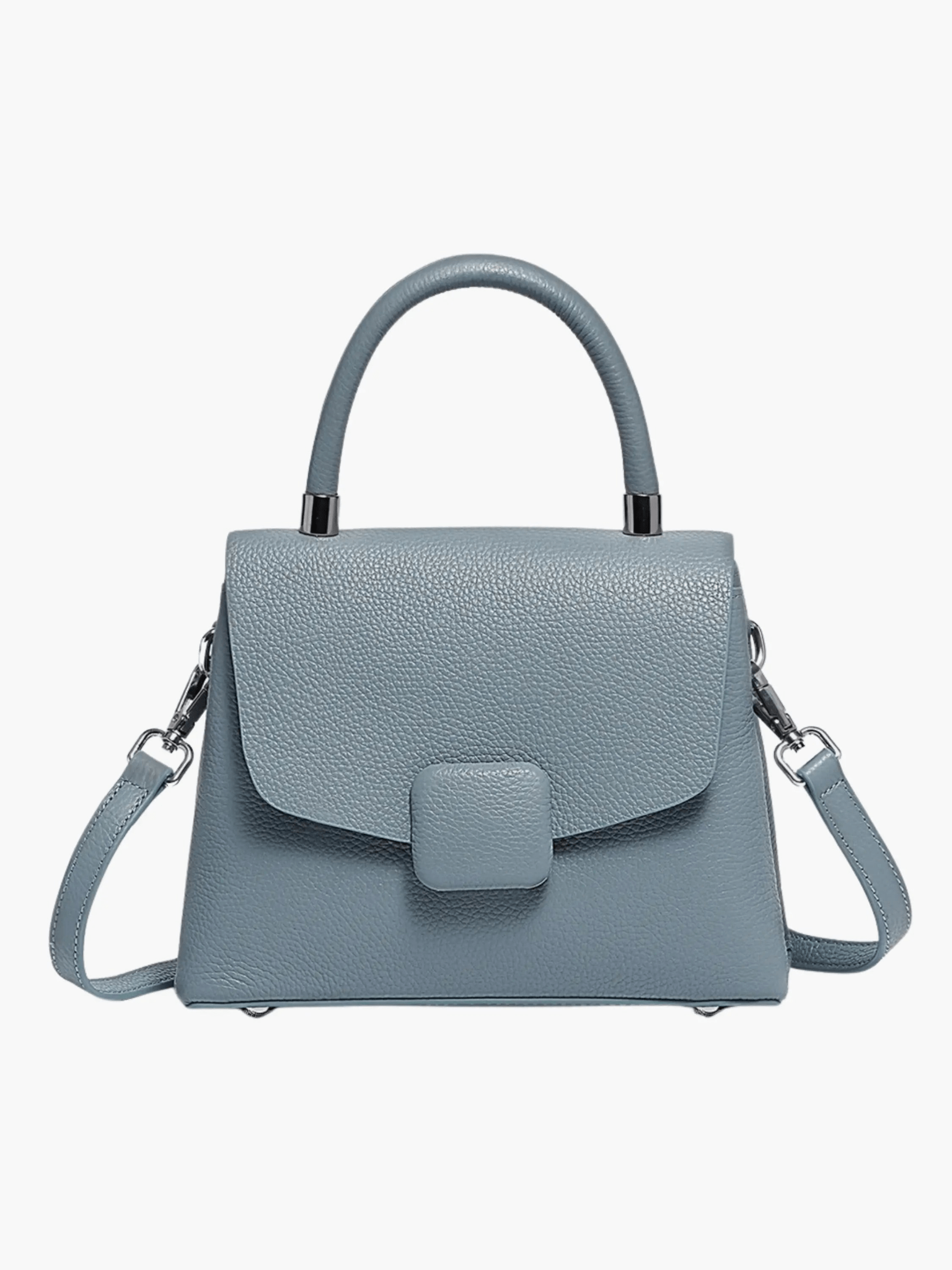 Sky Blue Structured Leather Handbag