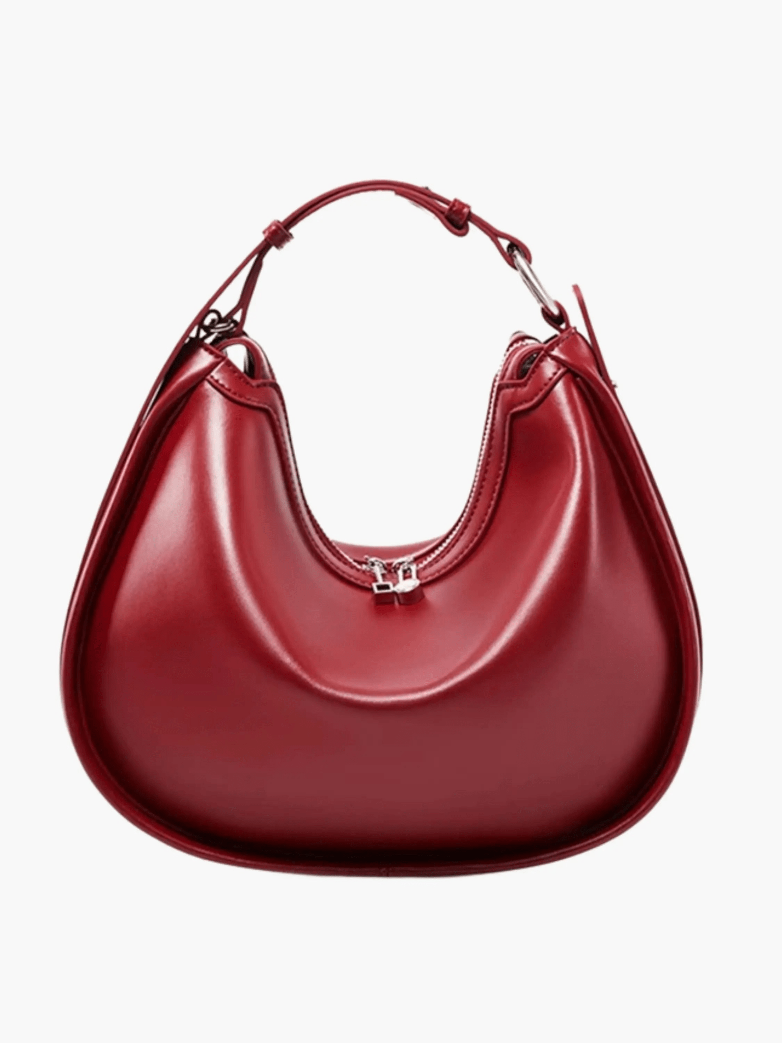 Stella Sleek Crescent Shoulder Bag – Ruby Red