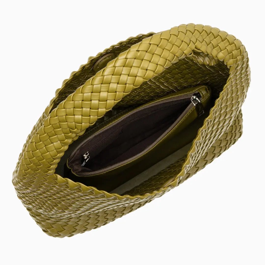 Charlotte Black Woven Leather Bucket Bag