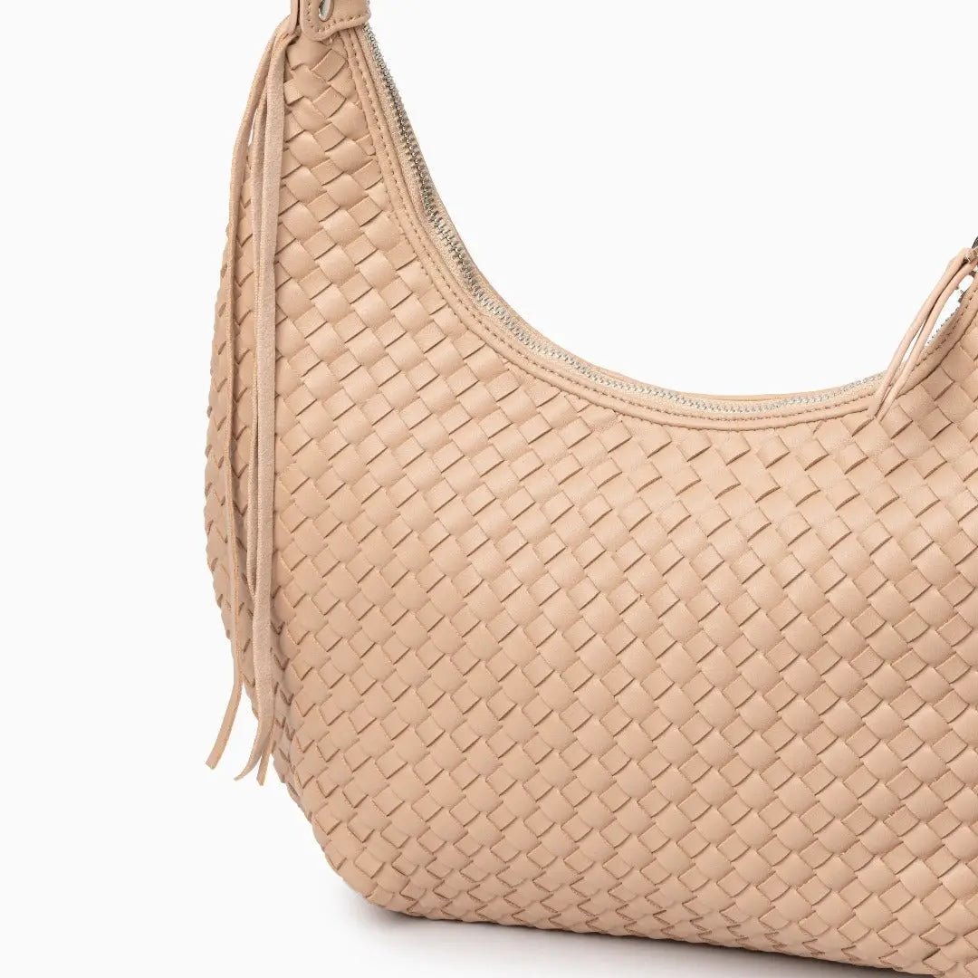 Isabella Woven Hobo Bag – Caramel Tan