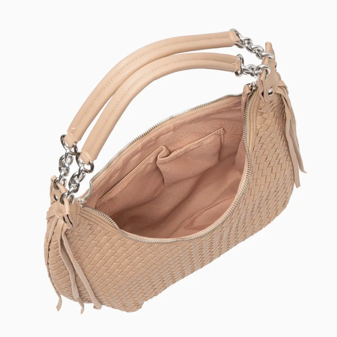 Isabella Woven Hobo Bag – Caramel Tan