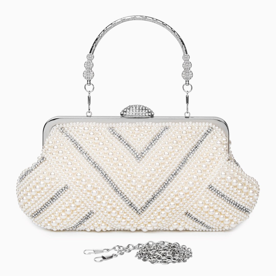 Celestina Radiant Pearl Chevron Clutch
