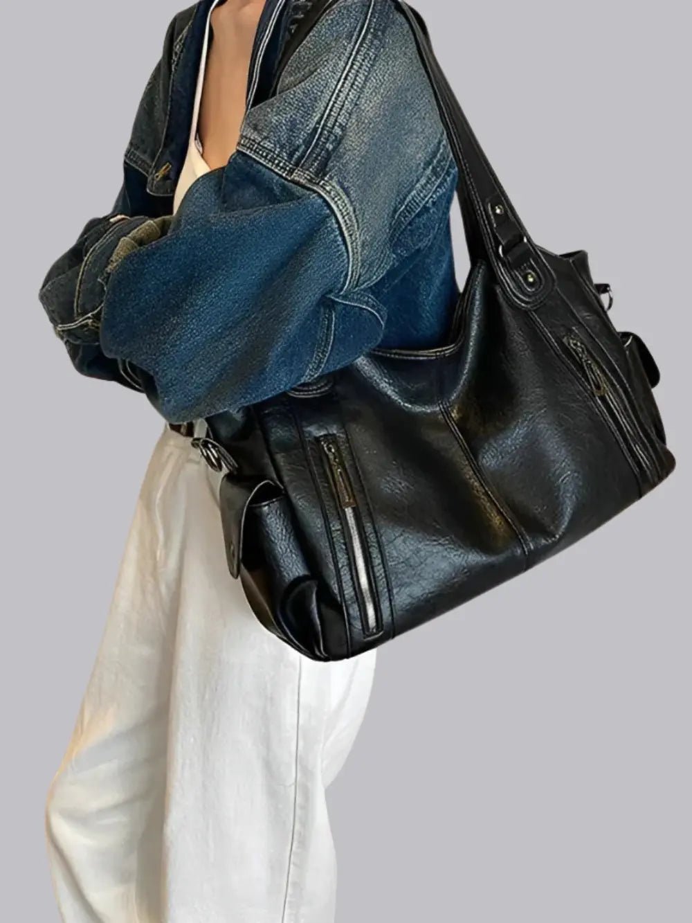 Black Shoulder Bag – Edgy Style with Everyday Functionality