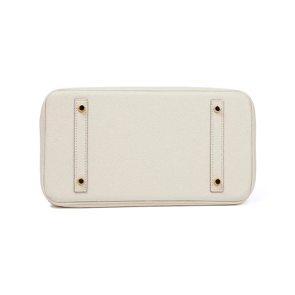 Isla – Classic White Leather Satchel with Gold Hardware