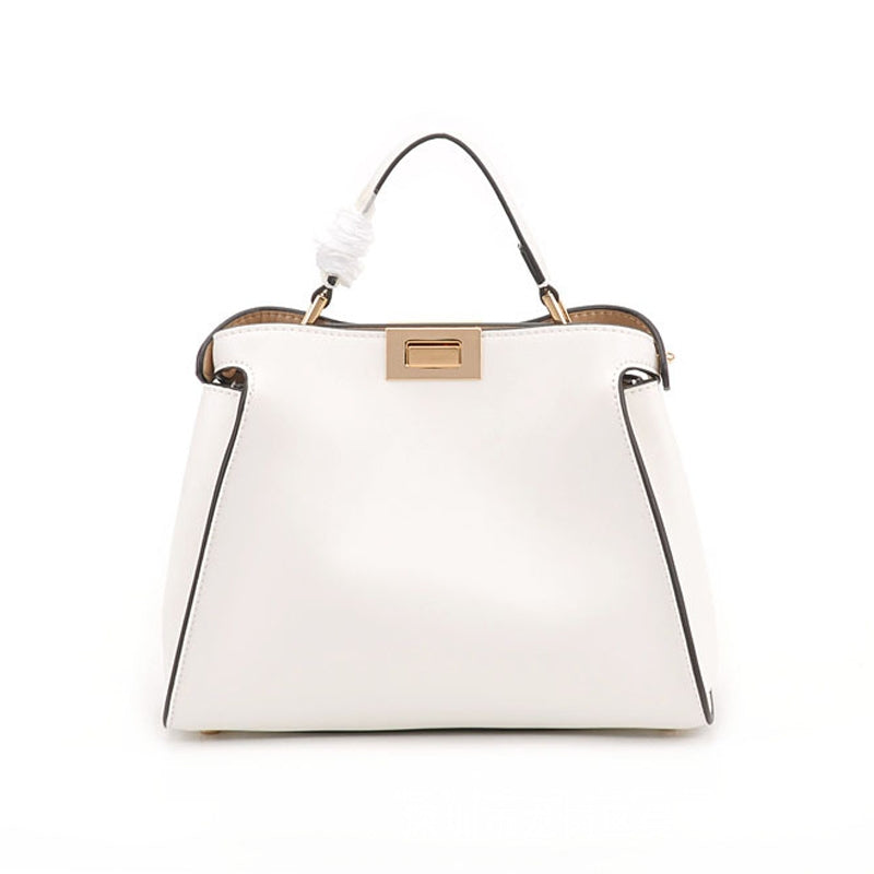 Isabella White Leather Top Handle Bag