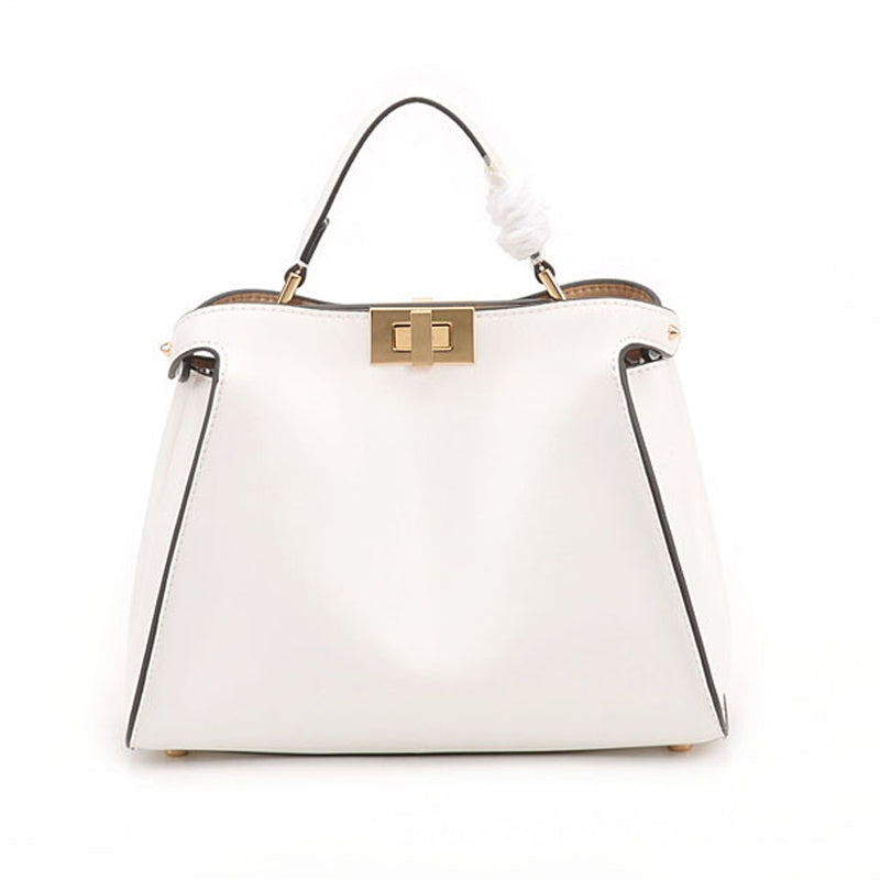 Isabella White Leather Top Handle Bag