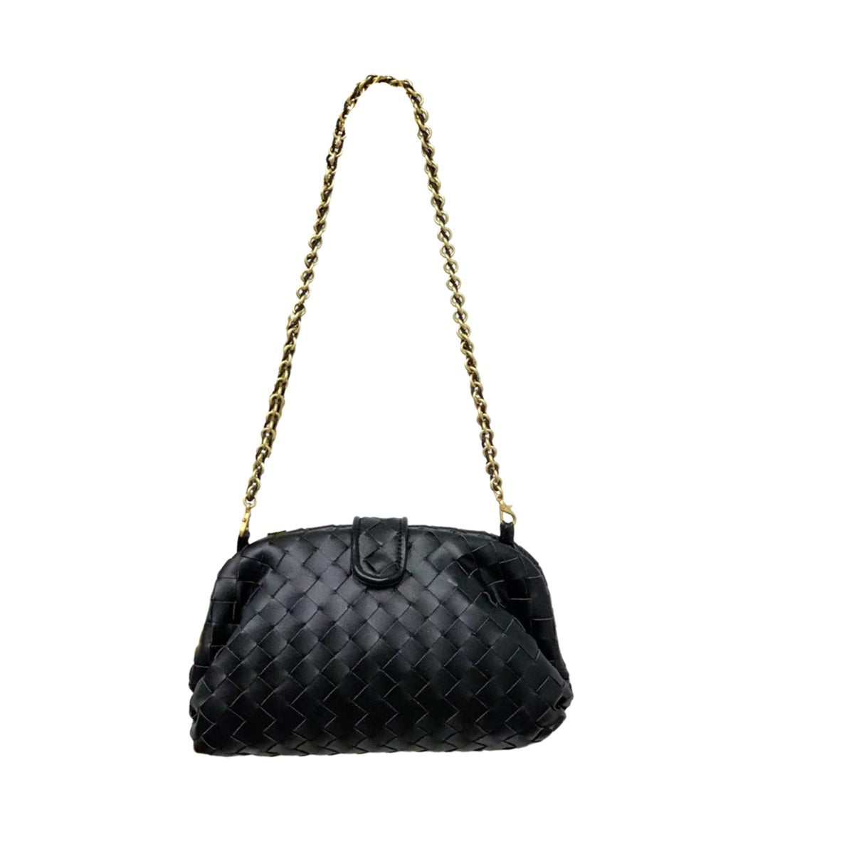 Elena Woven Leather Chain Shoulder Bag