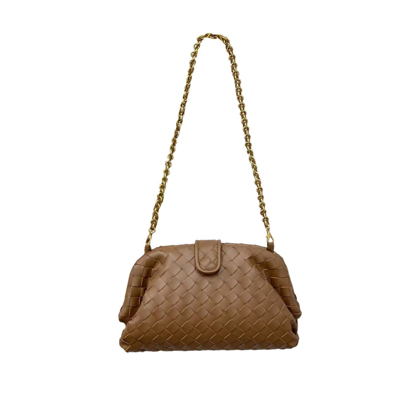 Elena Woven Leather Chain Shoulder Bag