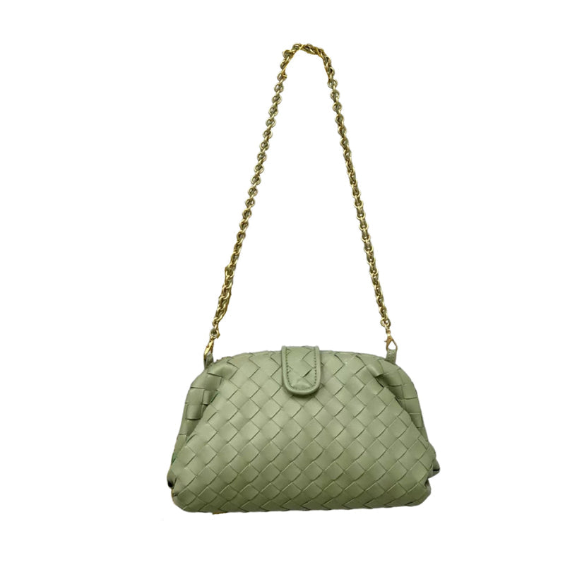 Elena Woven Leather Chain Shoulder Bag