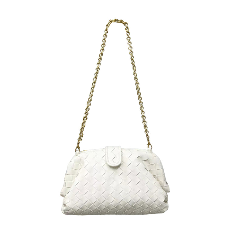 Elena Woven Leather Chain Shoulder Bag