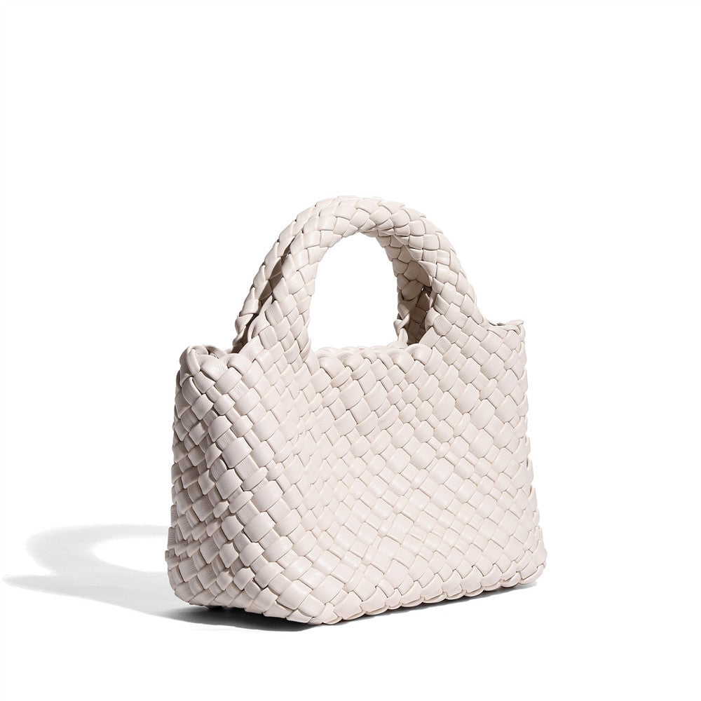 Sienna – Woven Leather Basket Bag in Powder Blue